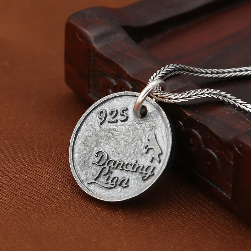 Мужской кулон из стерлингового серебра 925 принтованного круглого этического металла для вечеринок, украшение личности и ювелирное изделие.