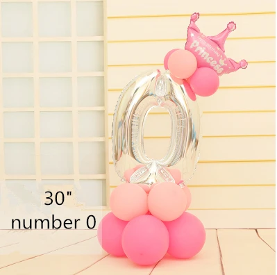 Pink 0 Детская вечеринка для мальчика день рождение украшение шар Колонка 3" Серебряный Цифровой шар цифра шары 1 2 3 4 5 6 7 8 9 воздушный шар стенд - Цвет: Pink 0