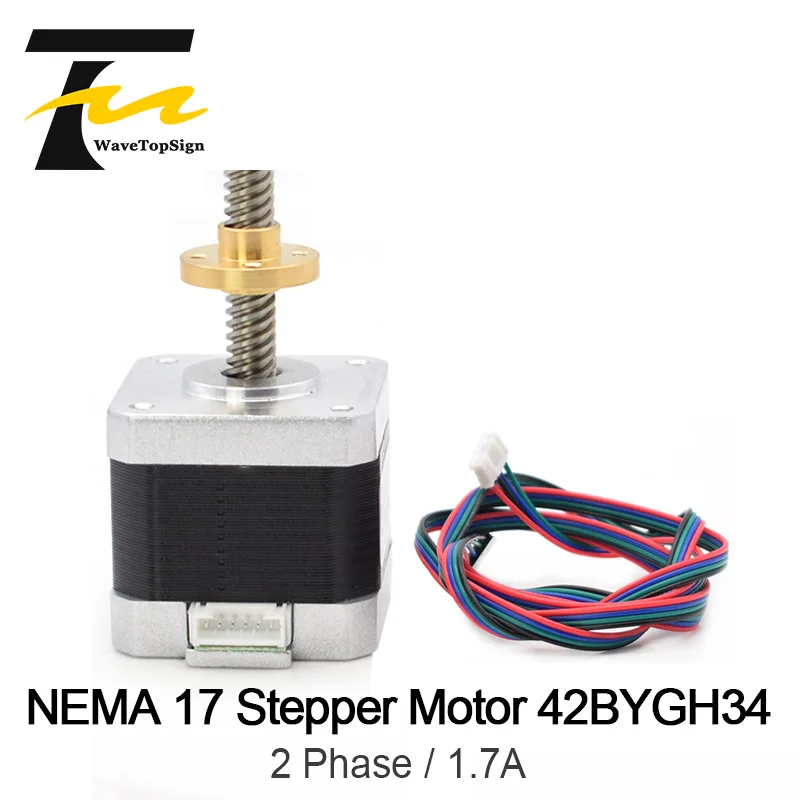 Шаговый электродвигатель WaveTopSign Nema 17 42BYGH34 T8 винтовой свинец 8 мм 300 42 двигатель 42bygh