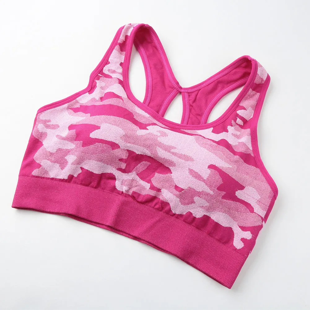 Открытый женский спортивный бюстгальтер камуфляж беспроводной бесшовный для