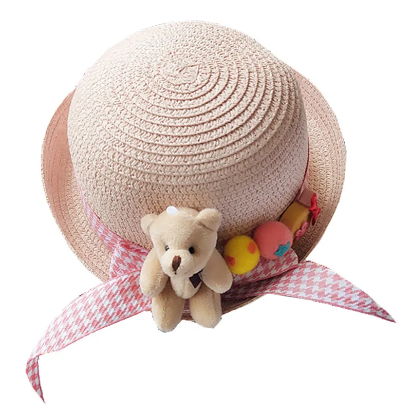 2018 летние детские Носки с рисунком медведя из мультика соломы Шапки Fedora Кепки