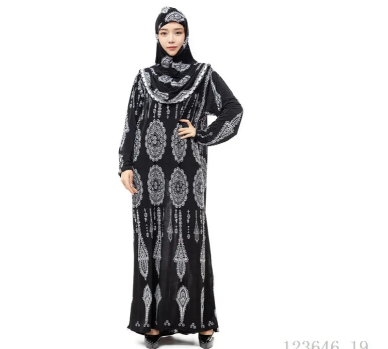 Халат мусульманский хиджаб шарф абайя мусульманское платье с принтом кафтан