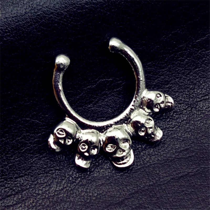 Панк Кольца для носа Новое поступление пирсинг шпильки Череп розовое золото