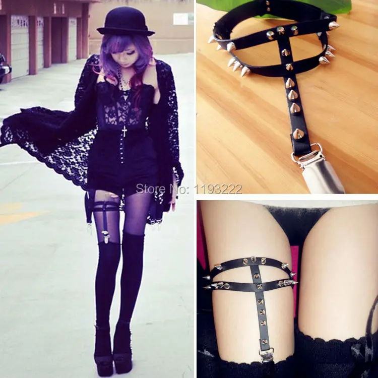 Пикантные Подвязки для ног в стиле Харадзюку 100% подвязки из искусственной кожи с