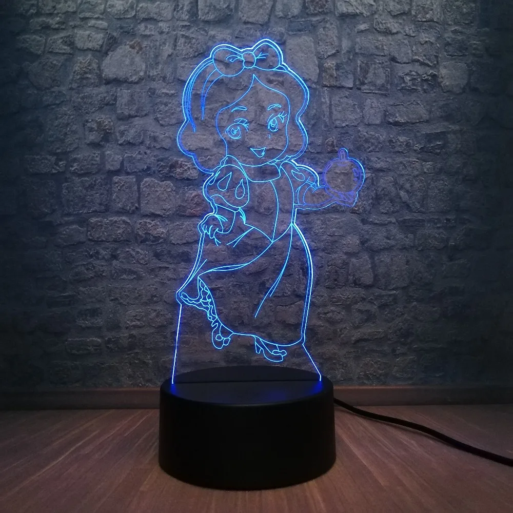 Мультфильм 3D LED USB лампа семь гномов актриса Принцесса Белоснежка Яблоко девушка