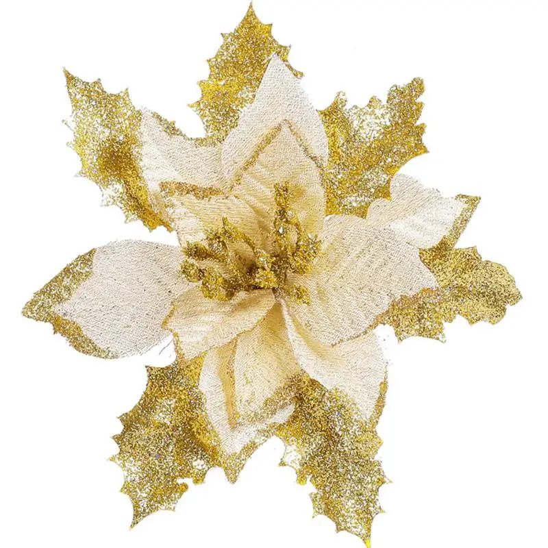 10 шт. рождественские украшения Цветок Блестящий искусственный цветок для дома