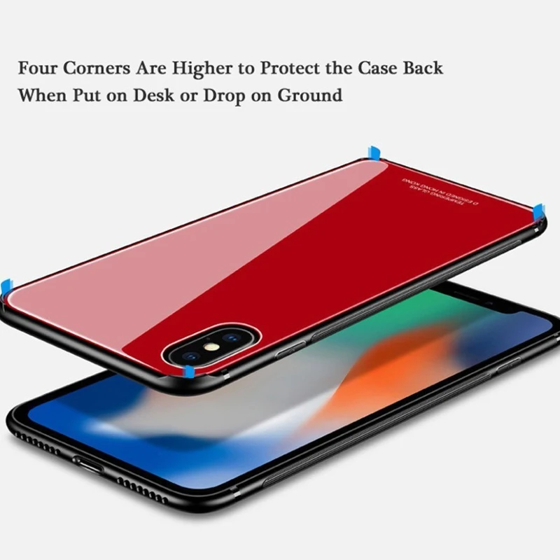 Tempered Glass Cover for iPhone X 7 8 6 6s Plus 8Plus Case Soft Frame Coque Xs Max Xr 5S 5 SE Phone Fundas |