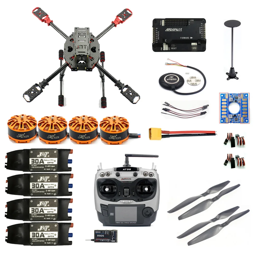 

JMT DIY 2.4GHz 4-Aixs RC Drone 630mm Frame Kit APM2.8 Flight Controll with AT9S RX Brushless Motor ESC Altitude Mode Airplanes