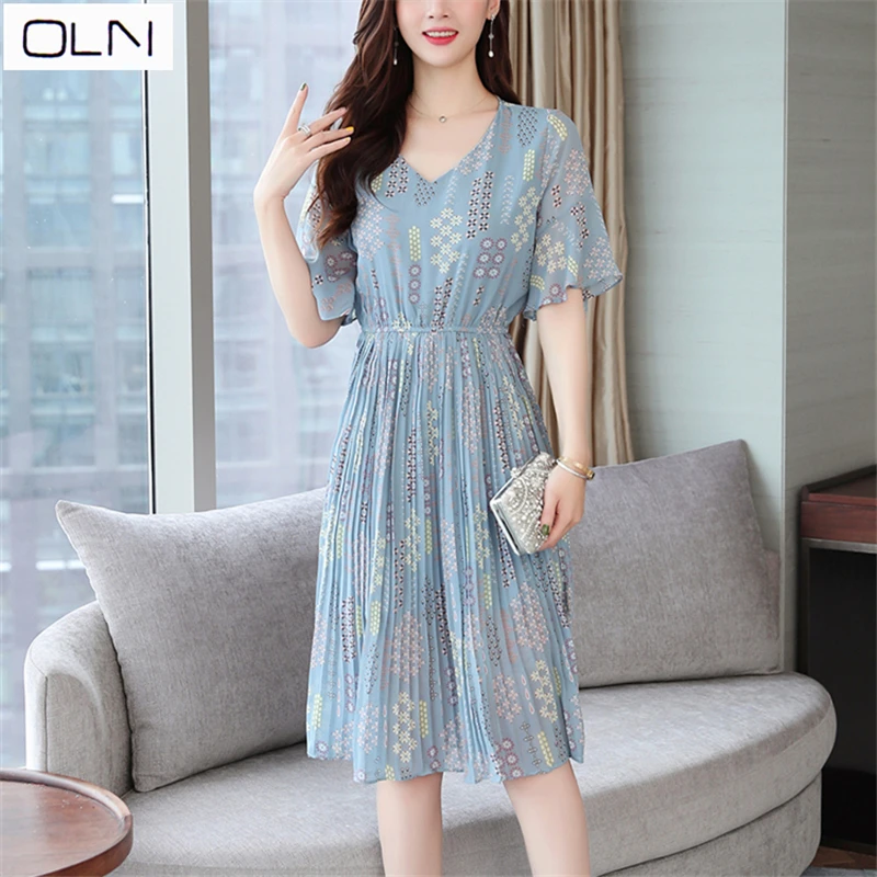 Vestidos платье oln в Корейском стиле тонкое феи с цветочным рисунком длинное