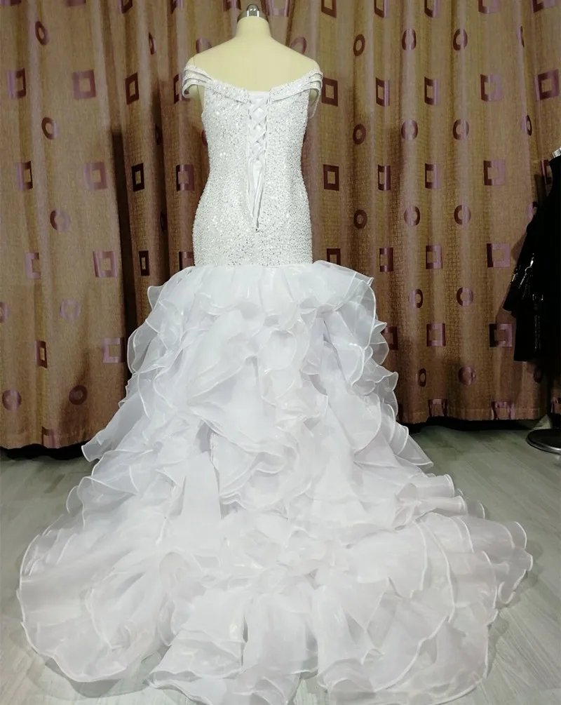 African Stunning Ruffles Mermaid Wedding Dress Off the Shoulder Bridal Gowns Vestido De Novia Plus Size | Свадьбы и торжества
