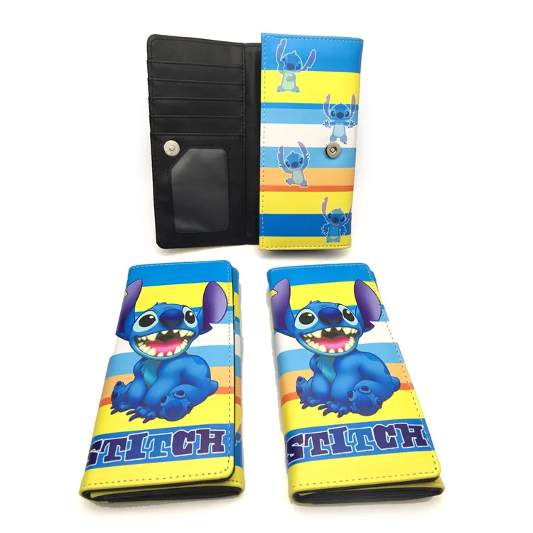 see chart Lilo Stitch кошельки и кошельки в клетку из искусственной кожи, Длинный кошелек на застежке, сумка для телефона, кошелек, монета, Карманный держатель для карт, унисекс кошельки, кошелек - Цвет: see chart