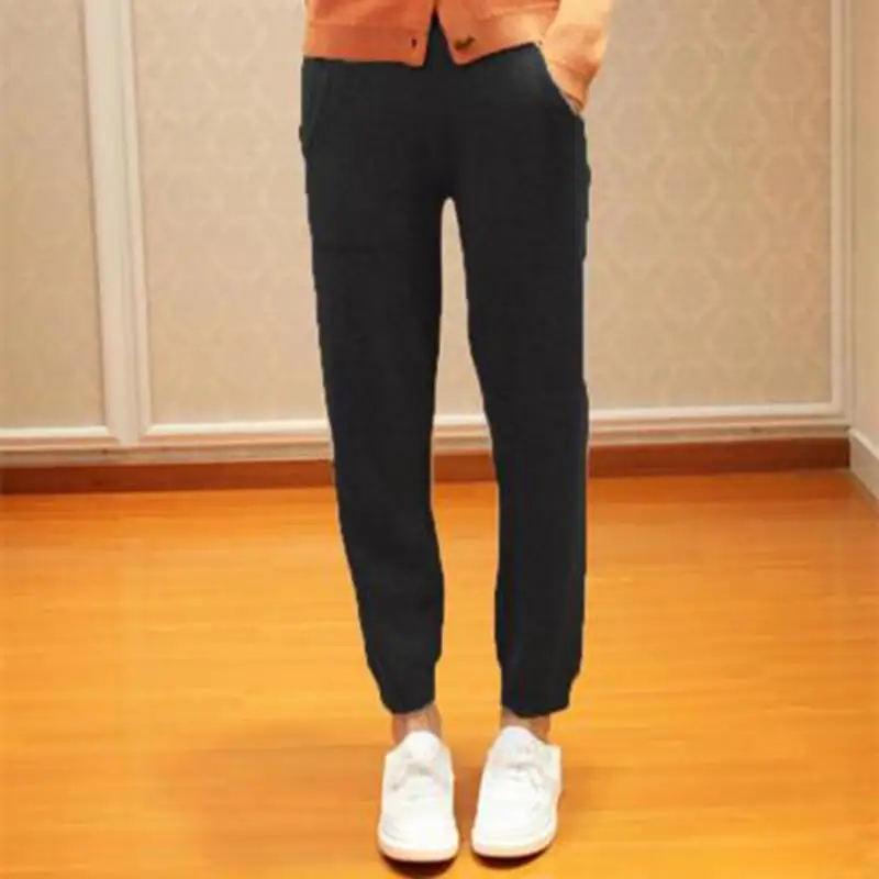 

BELIARST Women's Autumn And Winter Trendy Warm Leggings Female Elastic Cashmere Casual Pants Women Grey Fashion Ribbed Pants