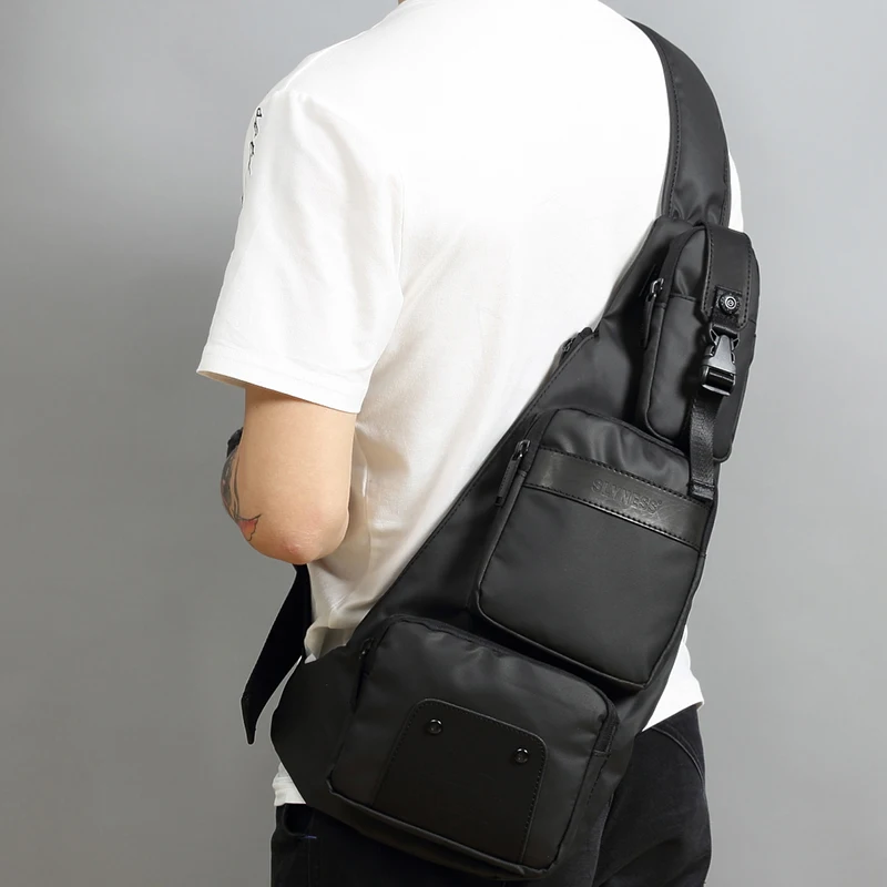 Водонепроницаемая нейлоновая нагрудная сумка мессенджер рюкзак для мужчин