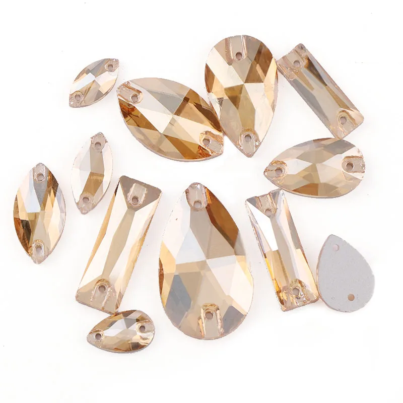 36 штук разные стили прозрачные стеклянные серебряные бусины цвета шампанского с