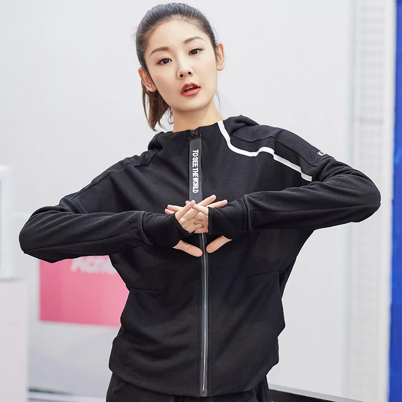 2018 новая спортивная куртка с капюшоном для бега Женская толстовка на молнии