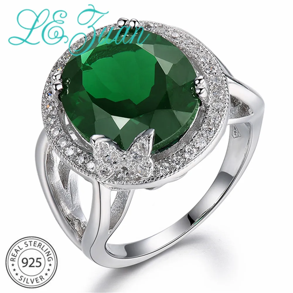 L & zuan кольцо с изумрудом и бабочкой 7.58ct Овальный зеленый драгоценный камень