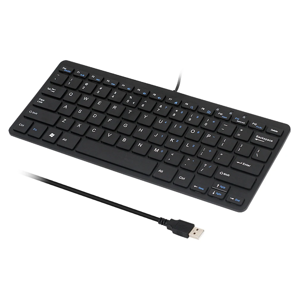 

New Ultra Thin Slim 78 Keys Wired USB Mini PC Keyboard Lightweight Black Plastic Keyboard For Apple Mac Laptop PC Computer