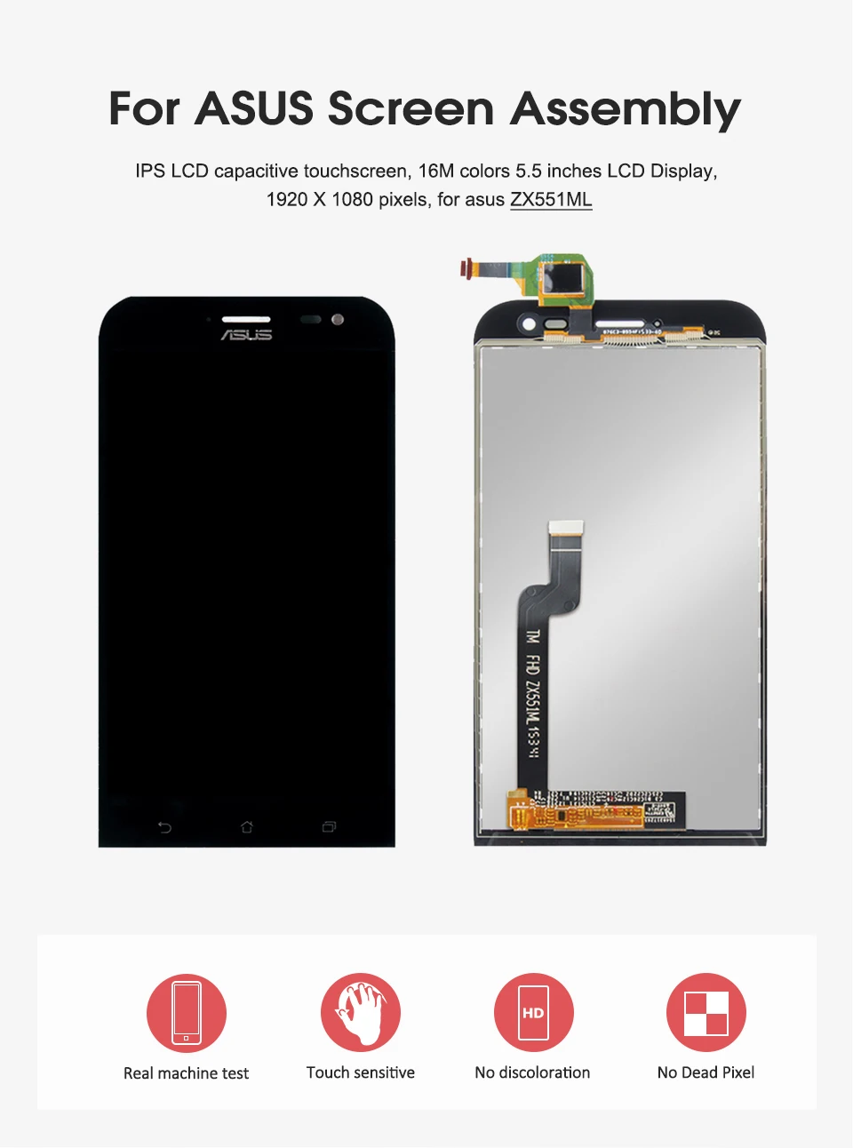 Для Asus Zenfone Zoom ZX551ML ЖК-дисплей сенсорный экран дигитайзер с рамкой полная сборка для ZX 551 ML черный/белый