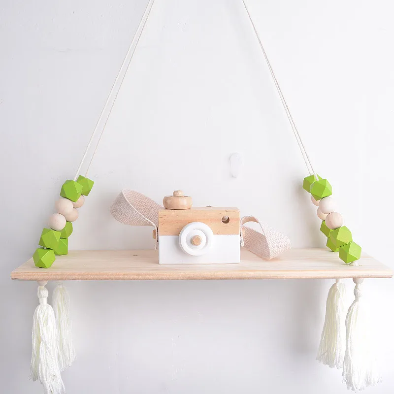 

1pc DIY Nordic Children Room Decorative Wall Shelves Wood Wall Clapboard With Tassel Beads INS Kids Decoration Party Decor Gifts