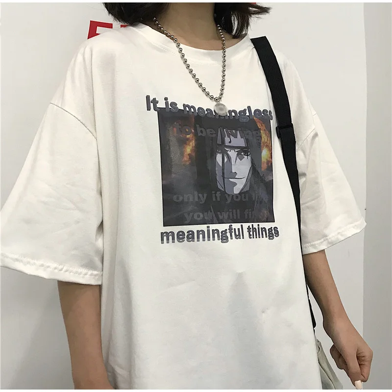 Harajuku футболка уличная Мужская/Женская летняя футболка размера плюс с коротким рукавом для пары Повседневная футболка с принтом Наруто забавная футболка для влюбленных