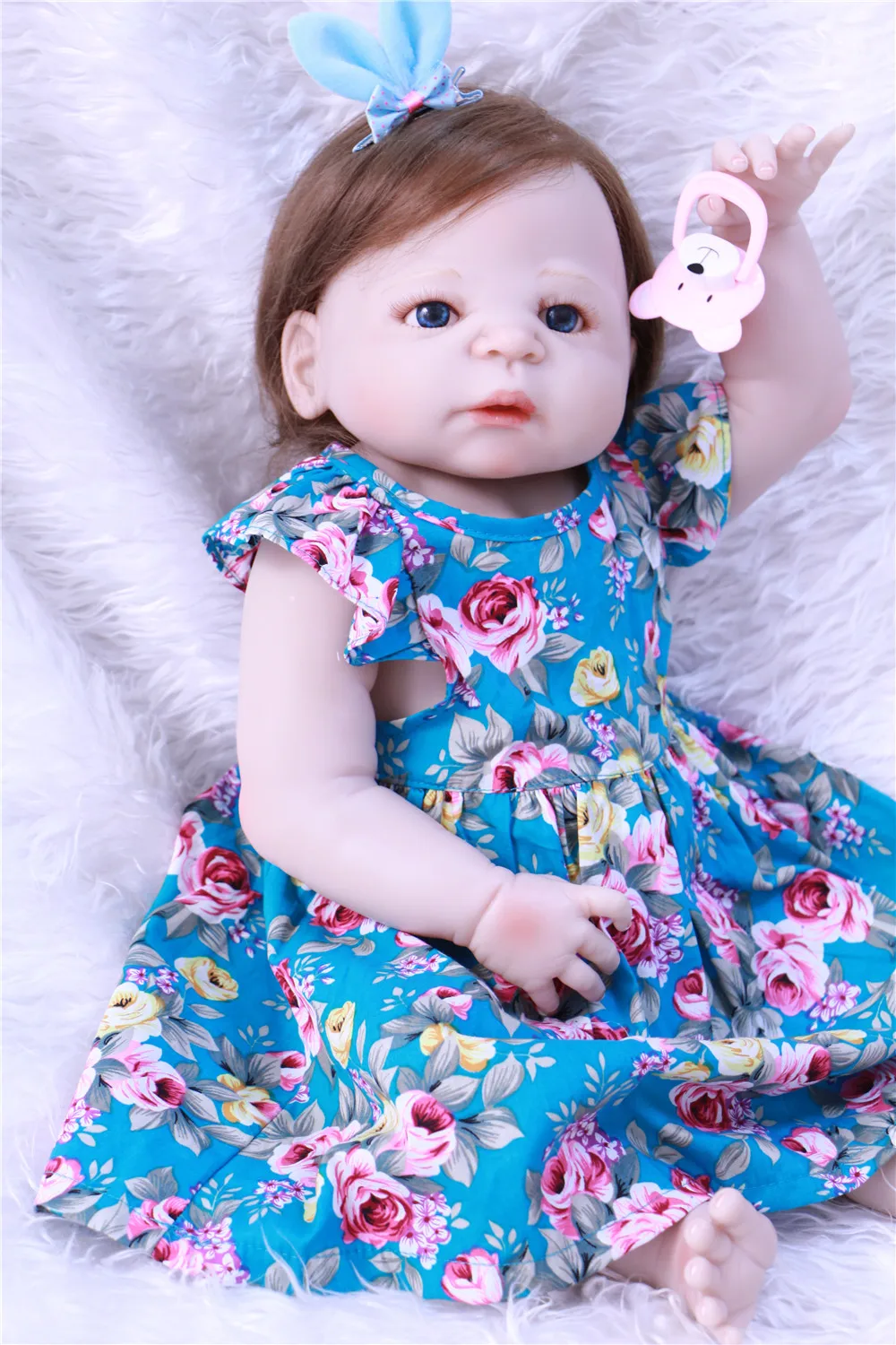 Силиконовая кукла reborn Baby для девочек 57 см милый волокнистый волос высокое