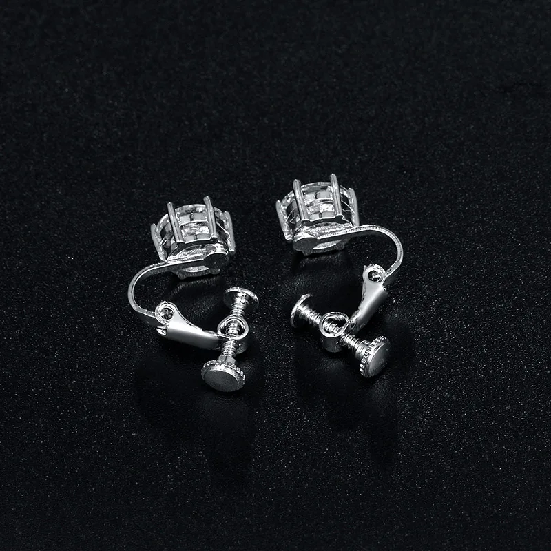 WEIMANJINGDIAN Brand Classic High Quality 8mm Round Cut Cubic Zirconia CZ Screw Clip or Post Pin Earrings for Women | Украшения и