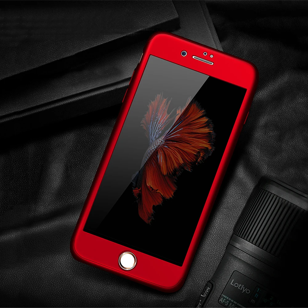 360 градусов полное покрытие телефона чехол для iPhone 6S плюс закаленное Стекло