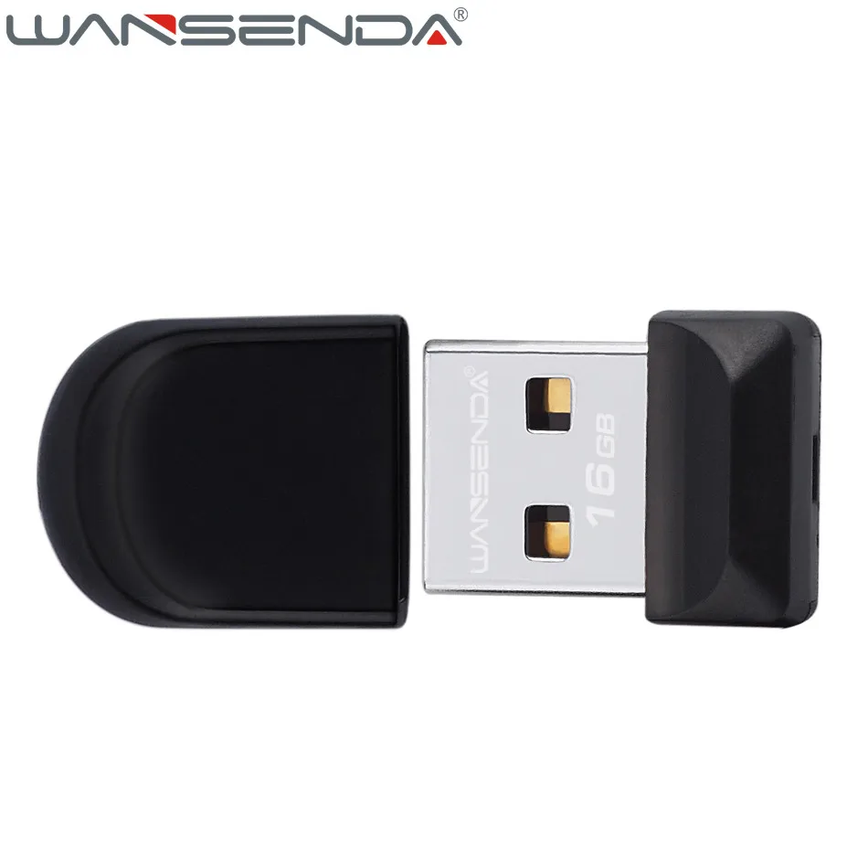 WANSENDA мини USB флеш-накопитель водонепроницаемый USB накопитель 32 ГБ 16 ГБ 8 ГБ супер Миниатюрный флэш-накопитель реальная емкость Флешка USB карта памяти - Цвет: Черный