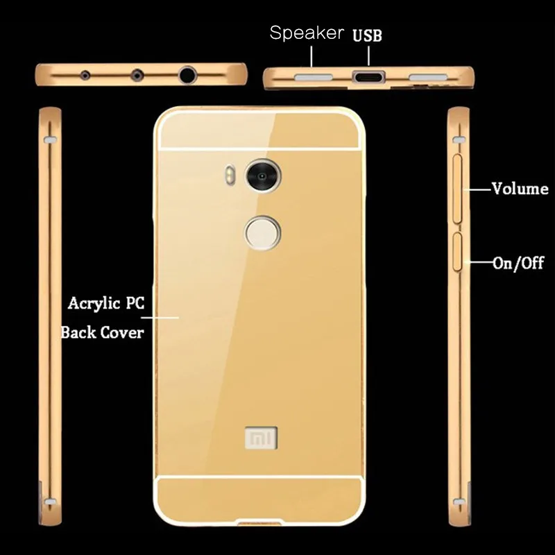 Для Xiaomi Redmi 4 Pro Prime чехол Роскошный металлический алюминиевый каркас+ зеркальная Пластиковая Задняя крышка 2 в 1 чехол для Xiaomi Redmi 4pro 32G