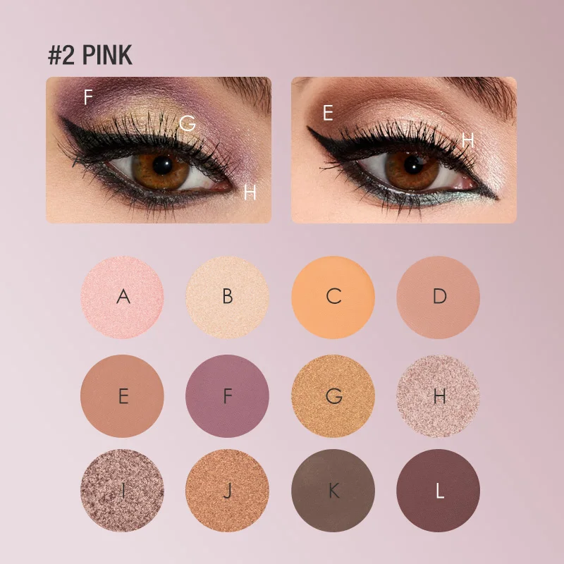 2 pink FOCALLURE, палитра теней для век с блестками, водостойкая, пигментированная, матовая, палитра теней для век с зеркалом, макияж для глаз - Цвет: 2 pink