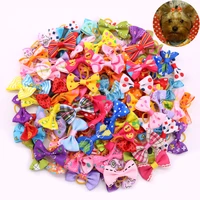 100pcs yorkshire pet puppy dog cat hair bows with rubber bands dog accessories grooming bows dog small topknot pet supplies