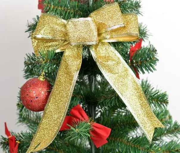 Большой блестящий бант украшение на рождественскую елку Подарочная коробка DIY