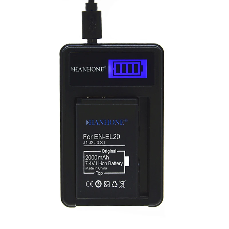 Аккумуляторы для фотоаппаратов 2000 мАч 2 шт. + зарядное устройство цифровых Nikon EN-EL20