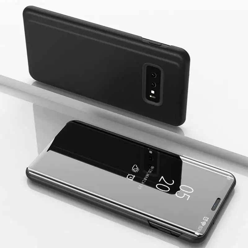 Black Умный кожаный зеркальный флип-чехол для samsung Galaxy S10 Plus Note 10 Plus S10e Not 9 чехол для телефона для Galaxy S 10 Plus S 10 Pro - Цвет: Black
