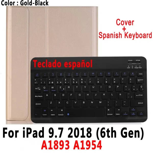 For iPad 9.7 2018 Испанская клавиатура чехол для Apple iPad 9,7 6th 5th Generation Air/Air 2/Pro 9,7 A1822 A1823 A1954 A1566 A1673 держатель для карандашей - Цвет: For iPad 9.7 2018