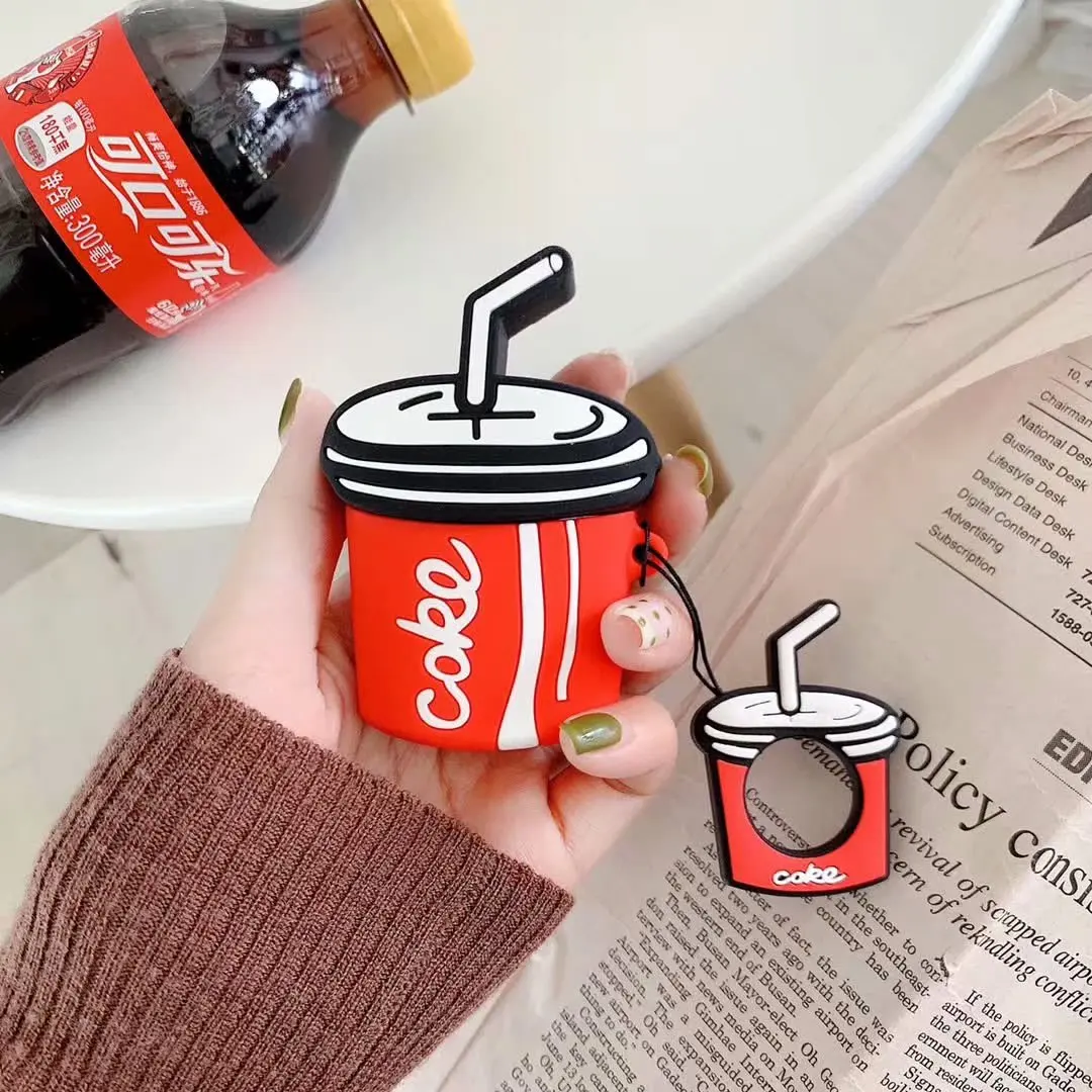 Силиконовый противоударный милый Coca Cola наушники чехол для Apple Airpods беспроводной Bluetooth чехол для гарнитуры Air Pods 2 аксессуары принципиально
