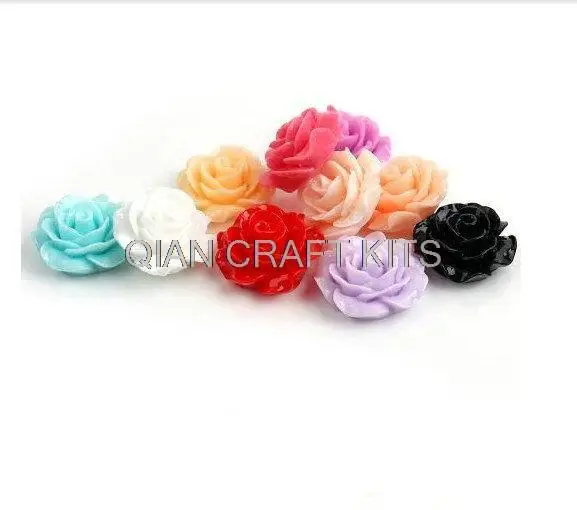 200 шт. смешанные цветы из полимера кабошоны розы Камея плоская задняя 18 мм