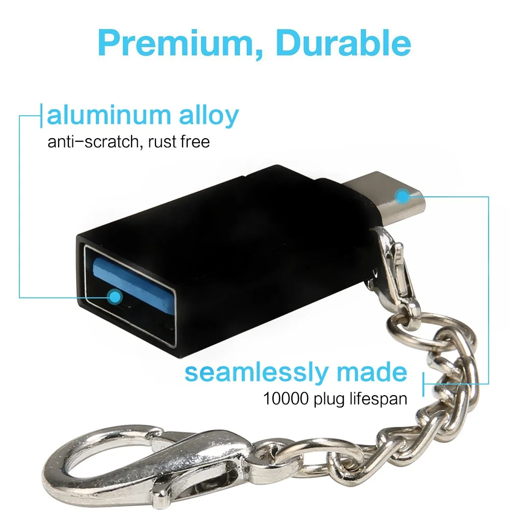 Адаптер Tongdaytech Type C USB к A OTG адаптер конвертер с брелоком для Macbook Samsung S10 S9 S8 Plus LG G5