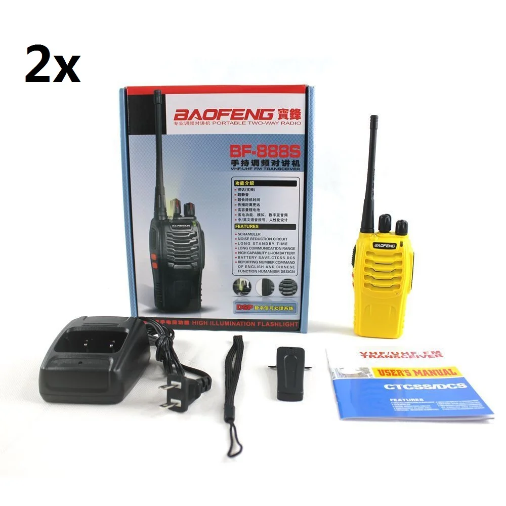 BAOFENG 888 S UHF желтый двухстороннее радио и PTT наушник с микрофоном начального уровня переговорные для спорта на открытом воздухе Ham Walkie Talki
