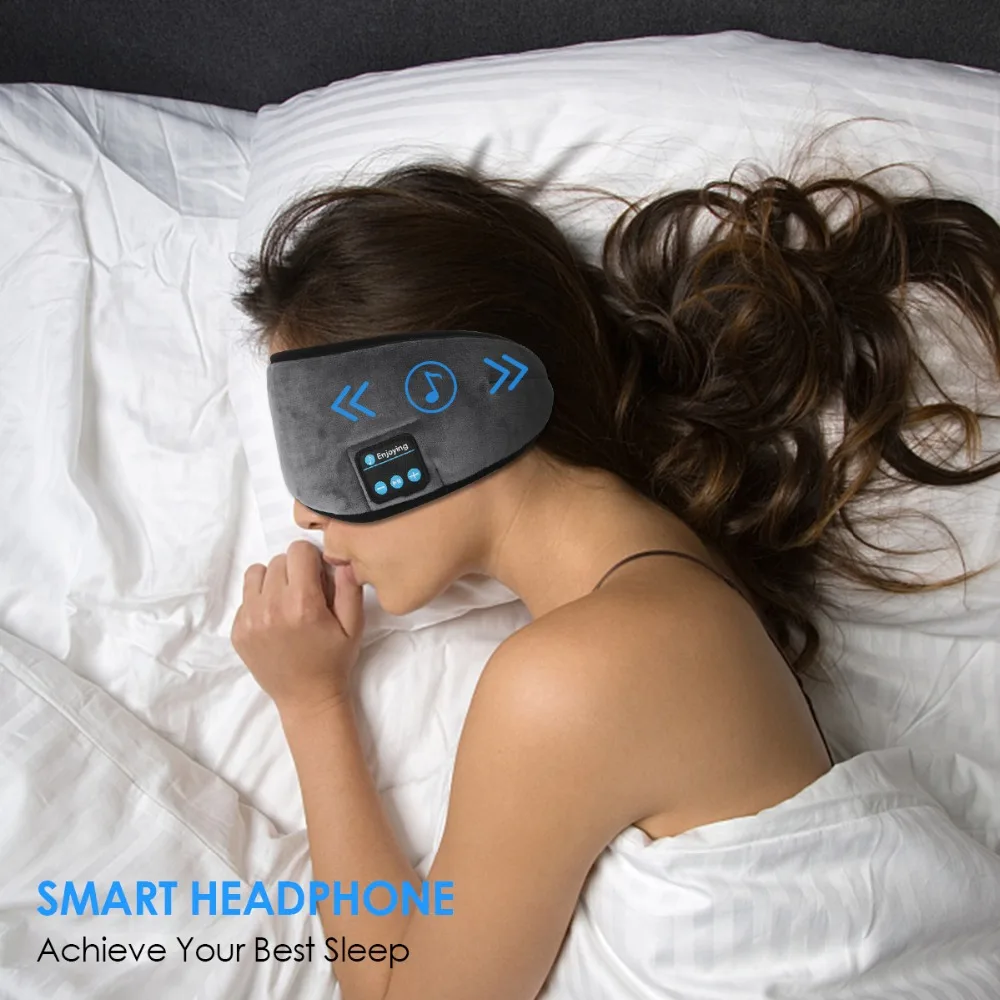 SOONHUA беспроводной Bluetooth Стерео Наушники маска для сна Мягкие Наушники для сна маска для глаз Музыкальная гарнитура