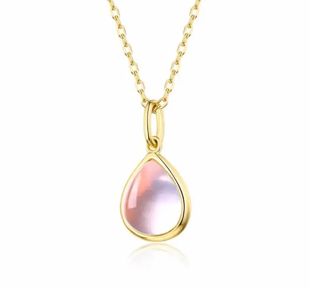 rose quartz ALLNOEL женское ожерелье с подвеской из чистого 925 пробы серебра Натуральный топаз розовый кварц гранат цепочка-чокер - Цвет камня: rose quartz