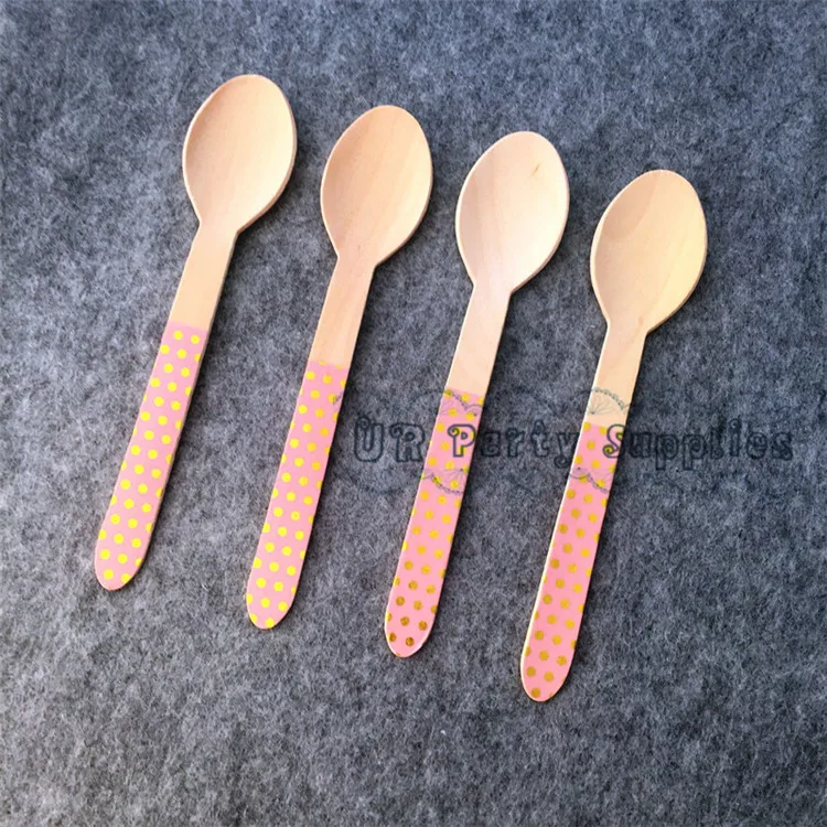 Бесплатная доставка 36 шт. детские розовые столовые приборы из фольги в горошек