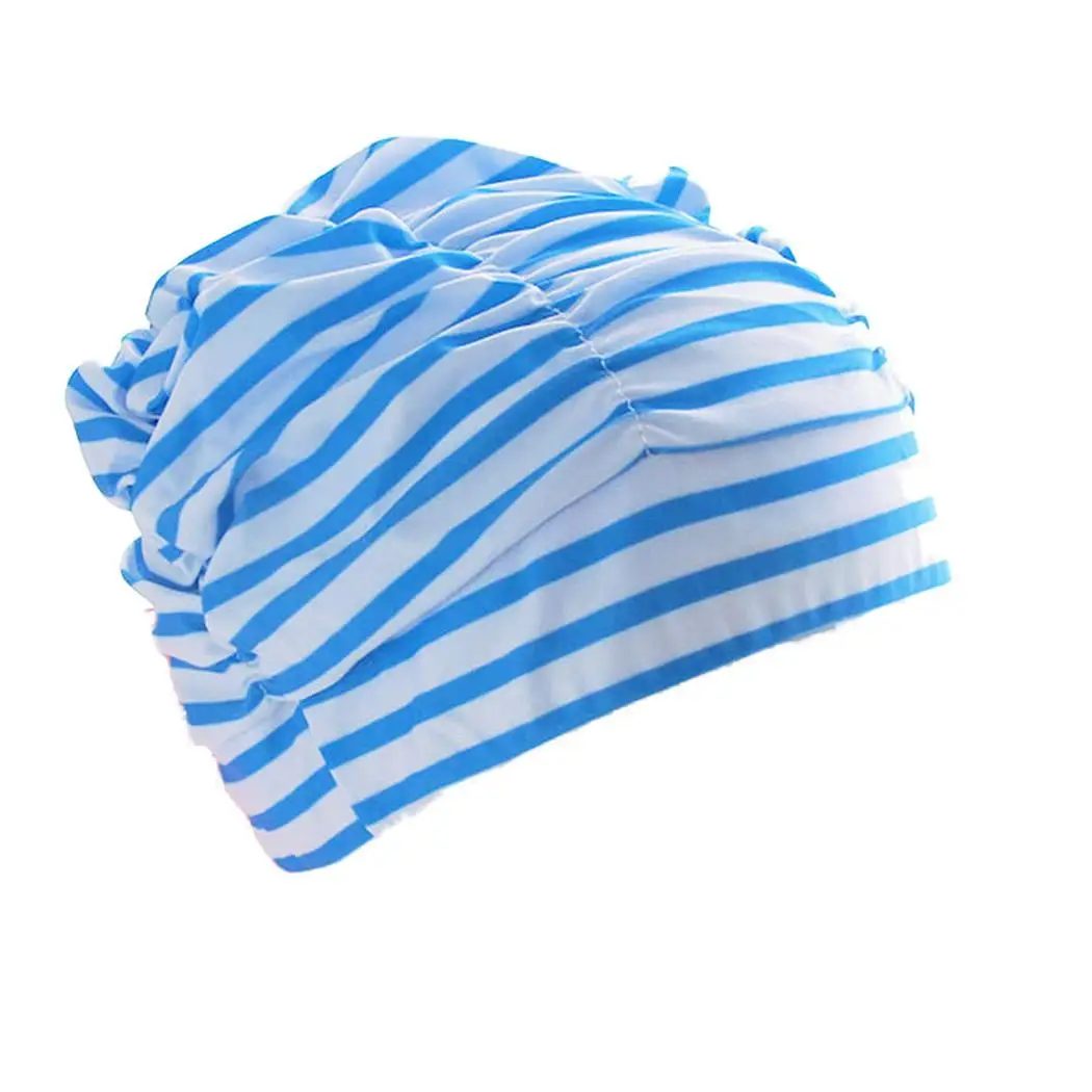 Длинная шапочка для плавания взрослых из нейлона с плиссированной эластичной