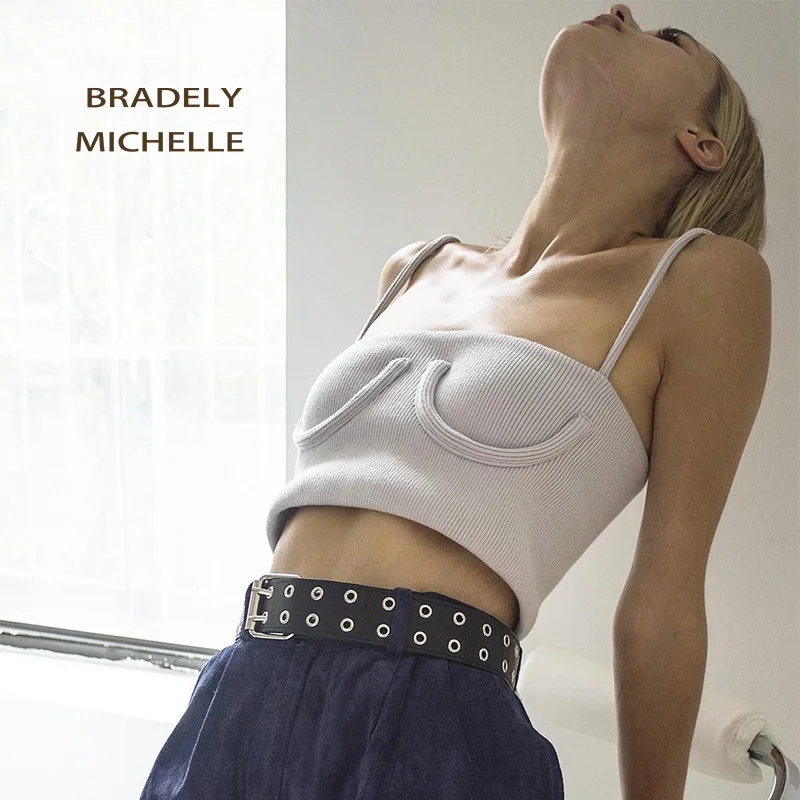BRADELY MICHELLE/Новинка 2018 года летний трикотажный топ из чистого хлопка без рукавов