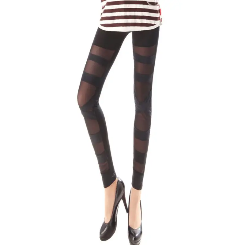 2018 новые женские сексуальные рваные эластичные леггинсы для фитнеса прозрачные