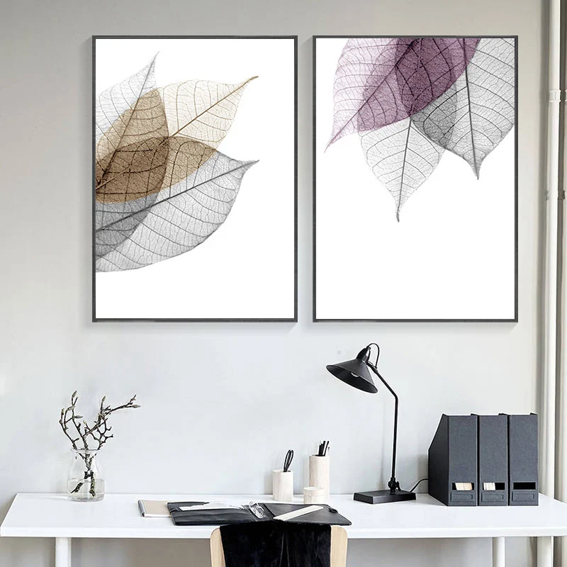 Цветной прозрачный постер с листьями абстрактный скандинавский настенный