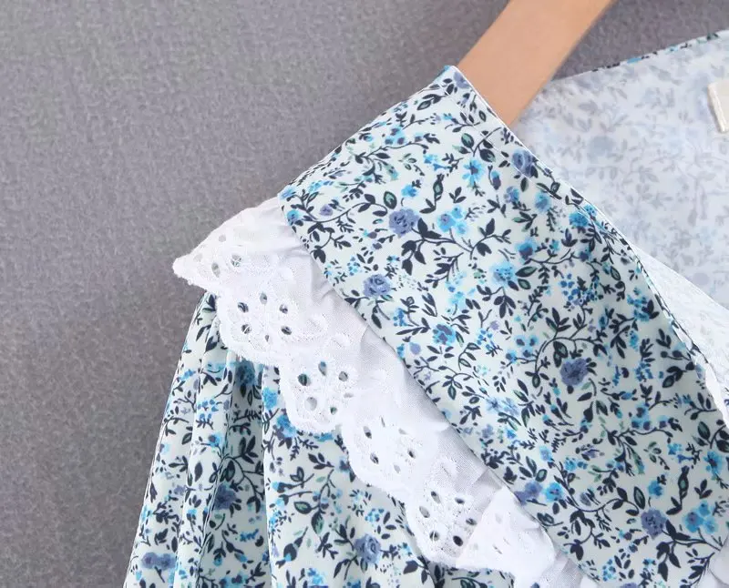 Bazaleas винтажные кружевные лоскутные женские топы blusas шикарный цветочный принт