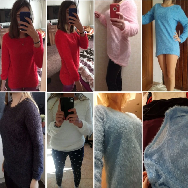 

Fashion Cashmere Pullovers Sweater Jumpers Autumn Winter Womens O-Neck Long Sleeve Casual Fleece Knitted Knitwear 6Q1272
