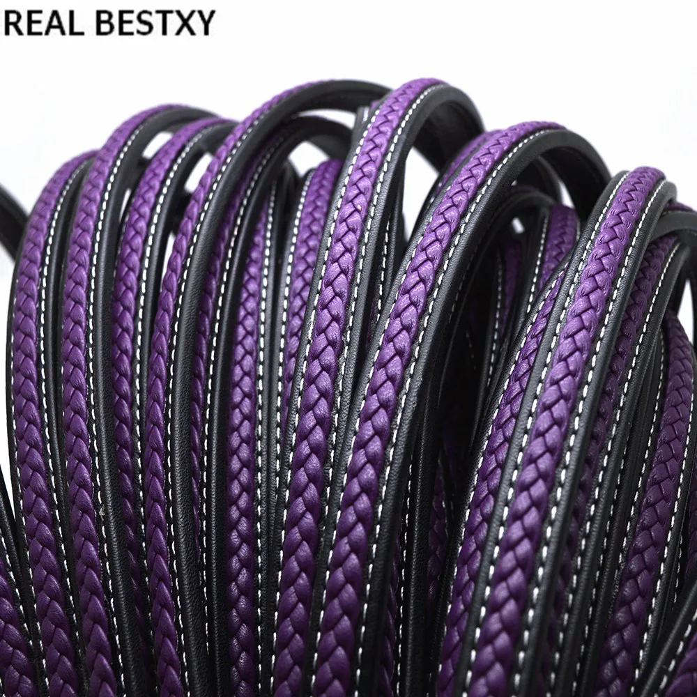 Настоящий BESTXY 1 м/лот 12*6 мм Плетеный кожаный шнур плоский подходит для ожерелий