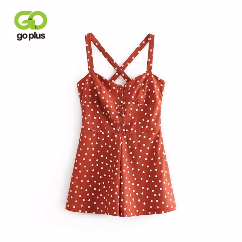 GOPLUS винтажный горошек с открытыми плечами сексуальный комбинезон женский